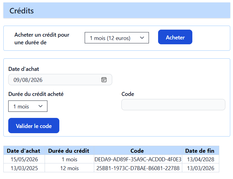 Gestion des crédits