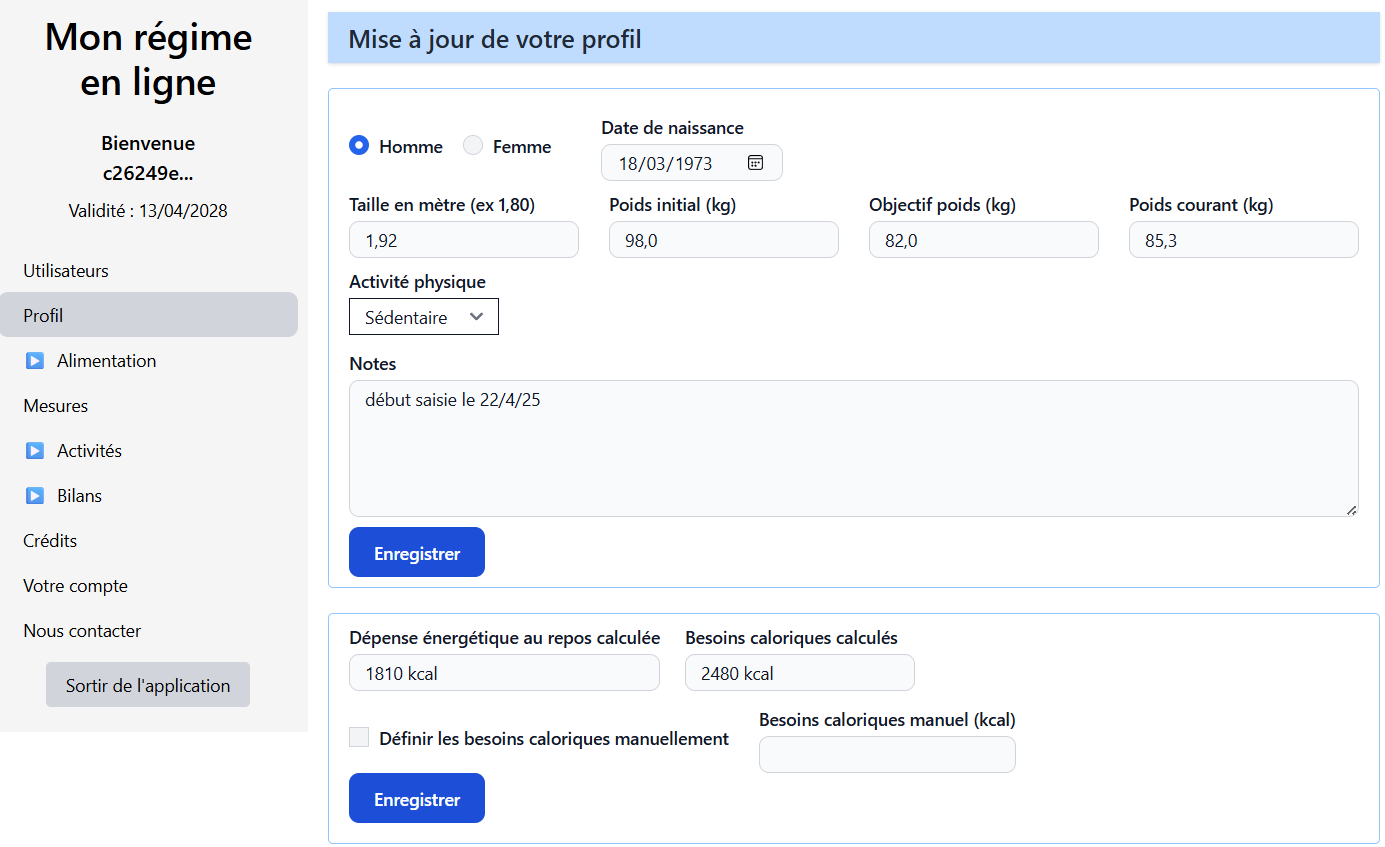 Renseignement du profil
